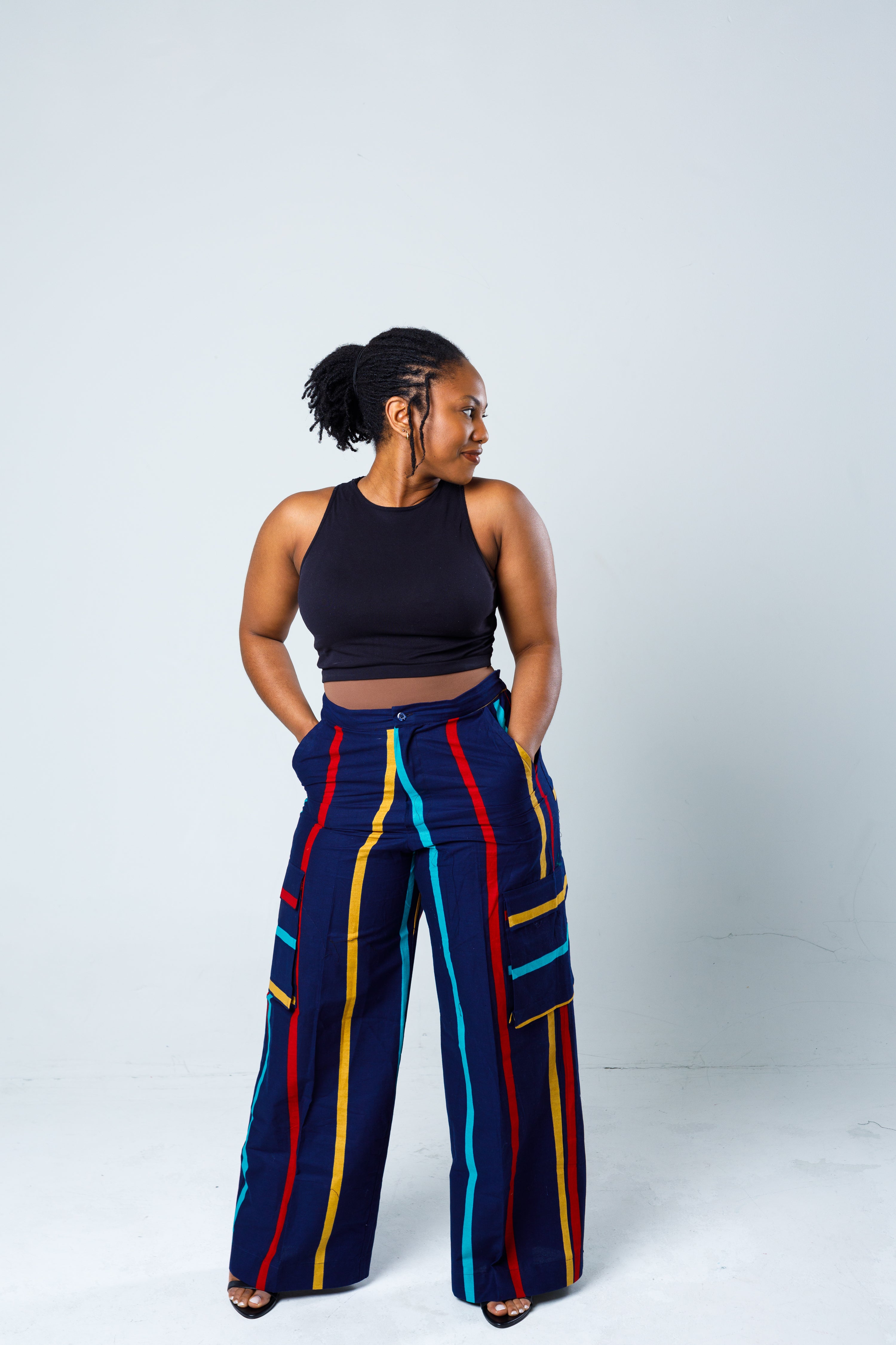 Bold Striped Wide-Leg Pants