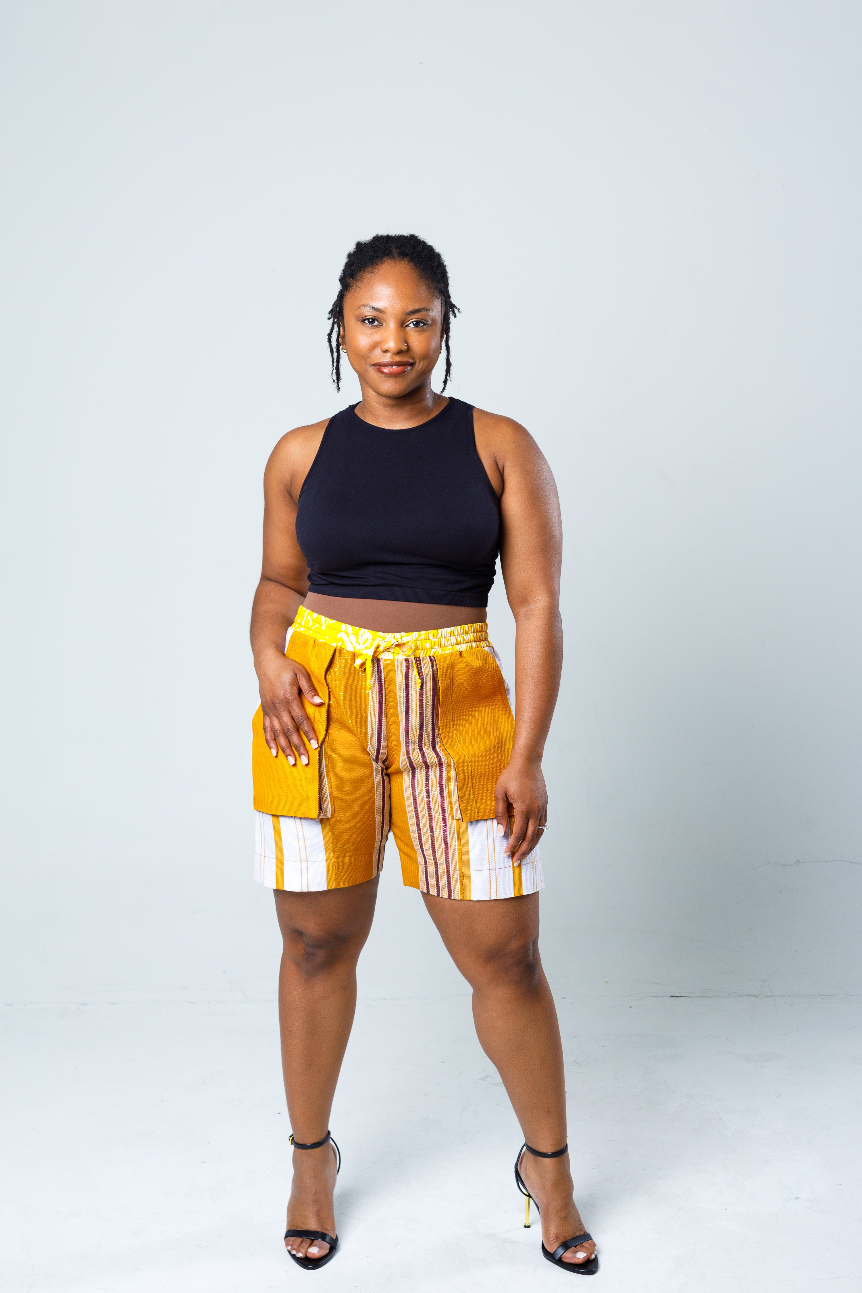 Bold Stripe High Waist Pocket Shorts