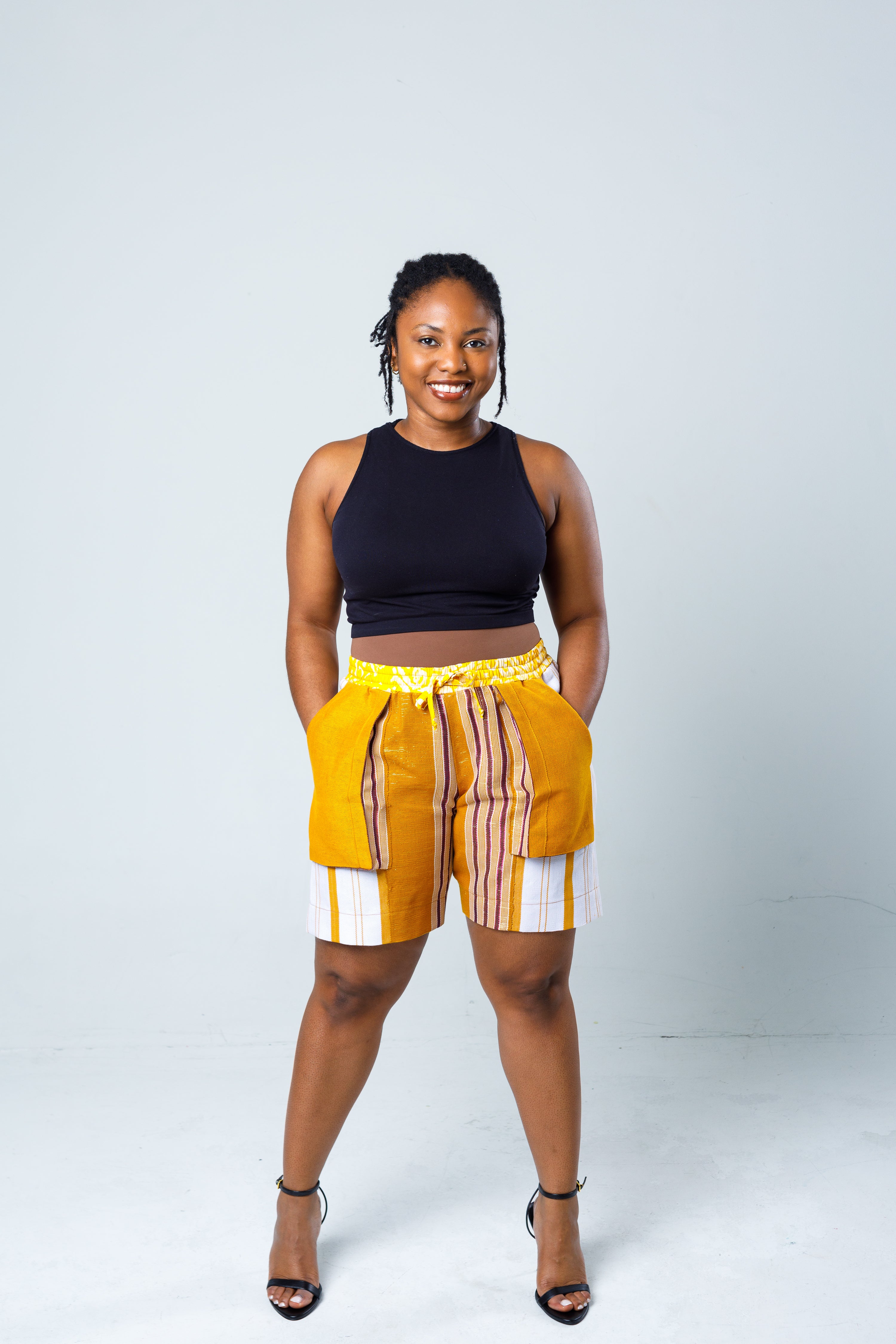 Bold Stripe High Waist Pocket Shorts