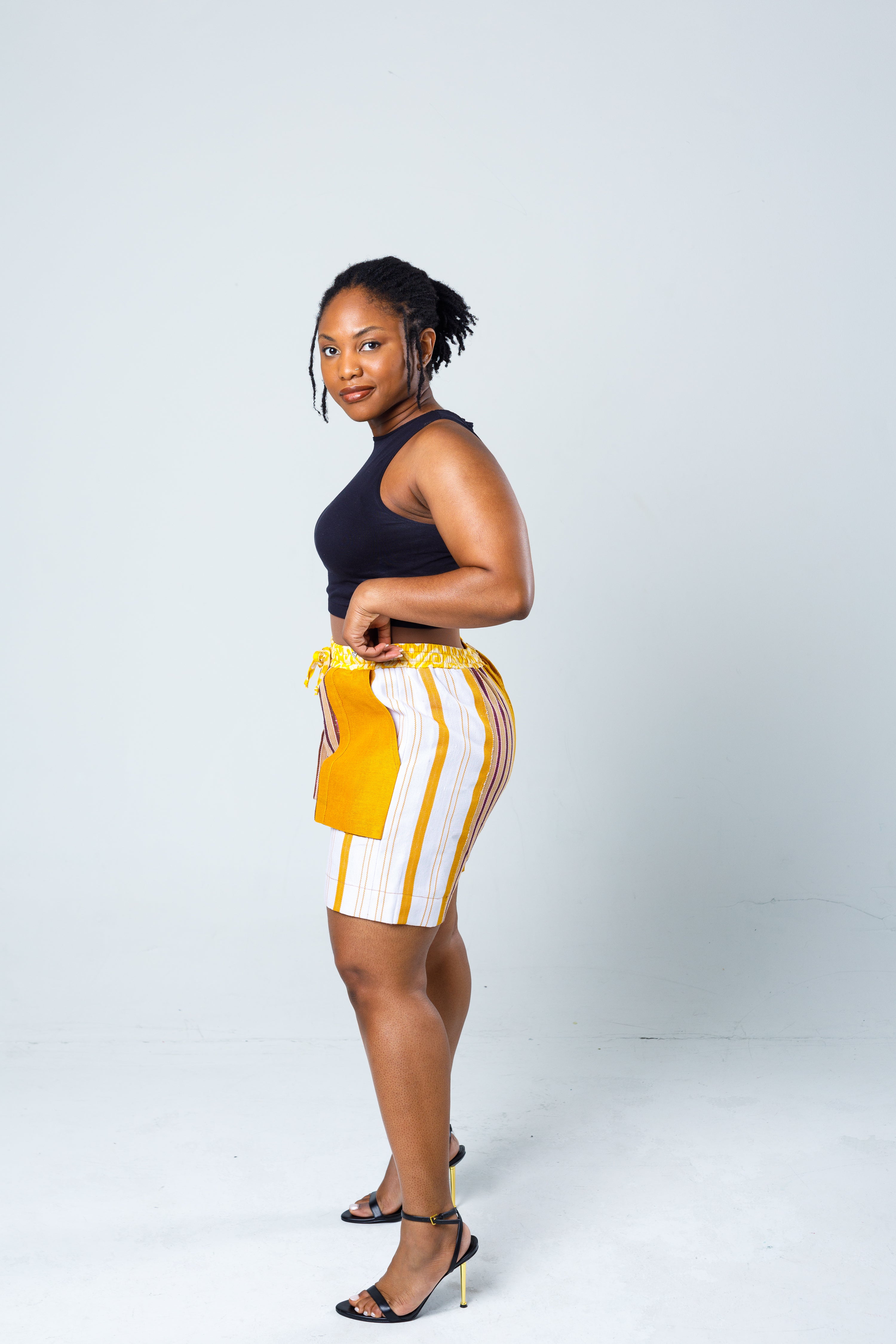 Bold Stripe High Waist Pocket Shorts