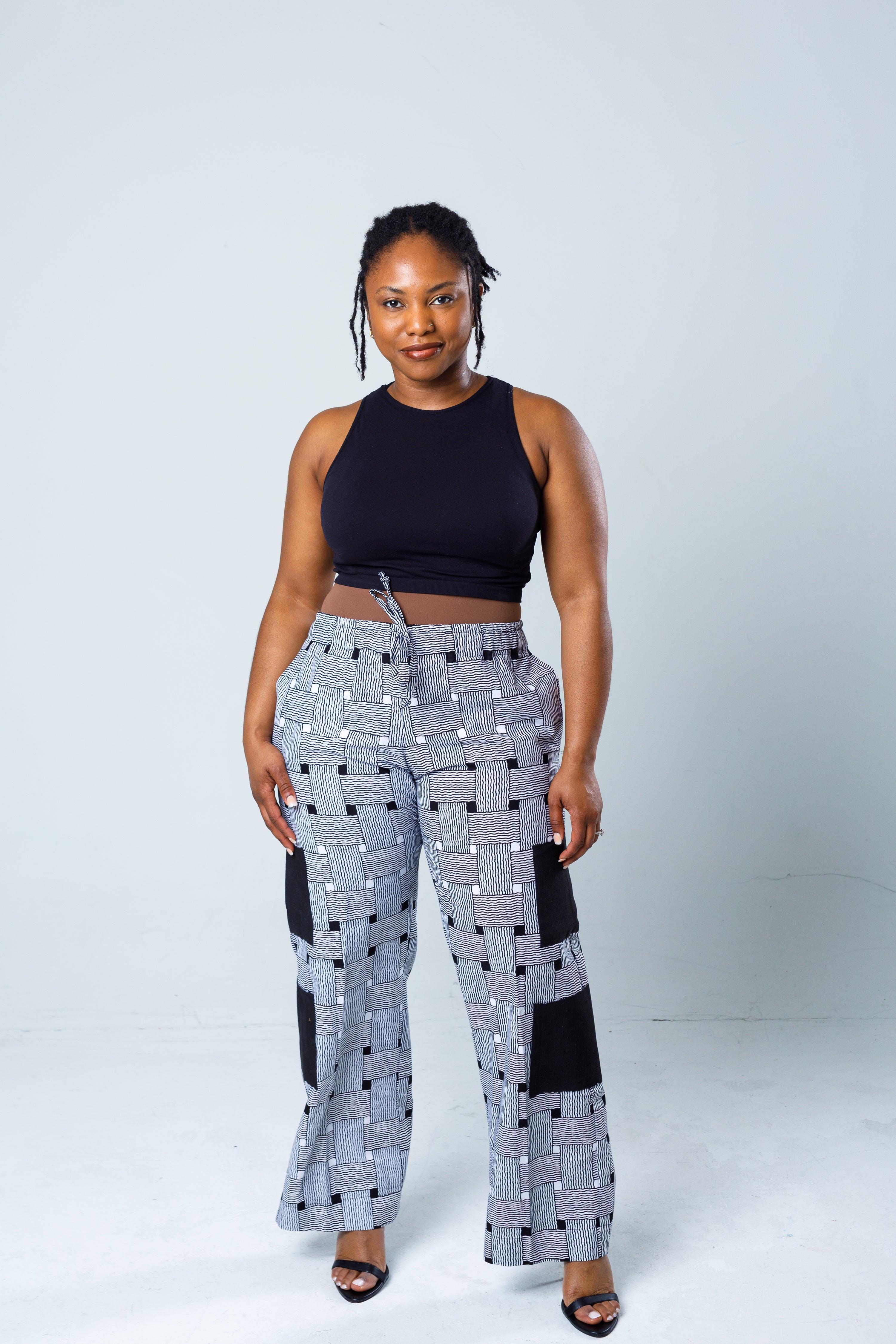 Bold Black & White Wide-Leg Pants