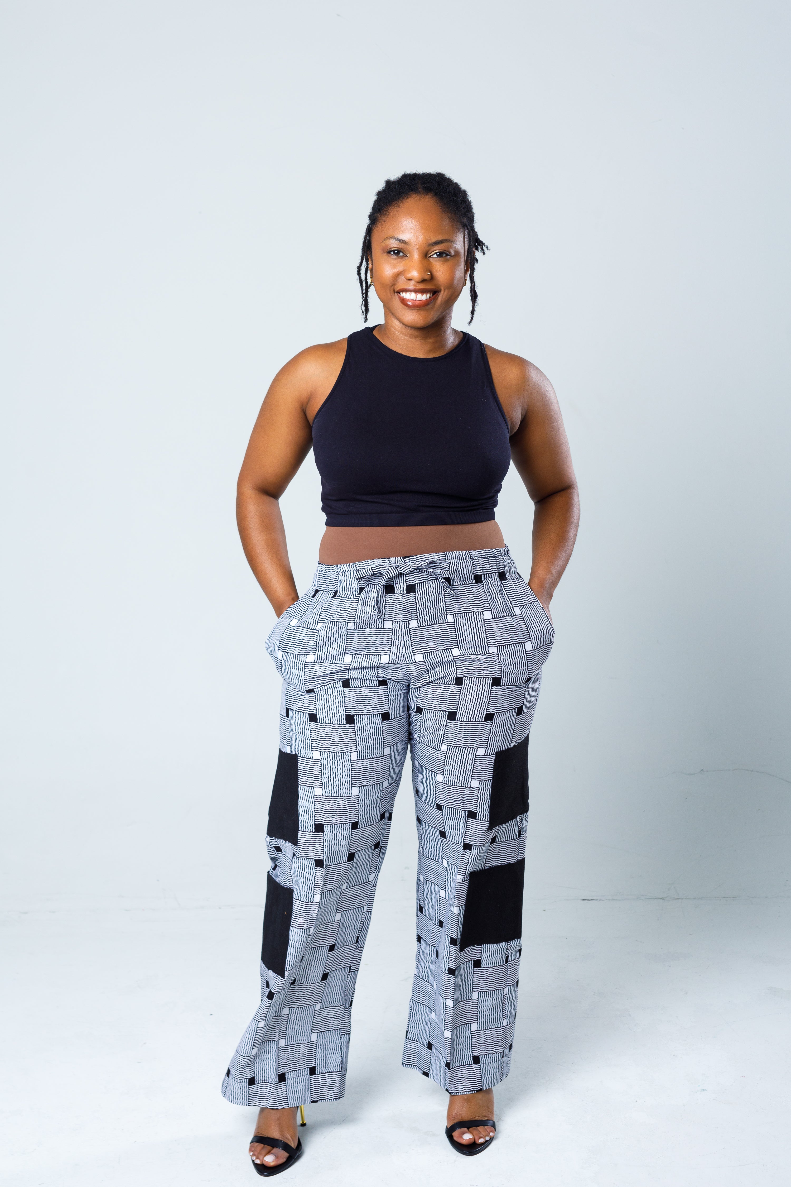 Bold Black & White Wide-Leg Pants