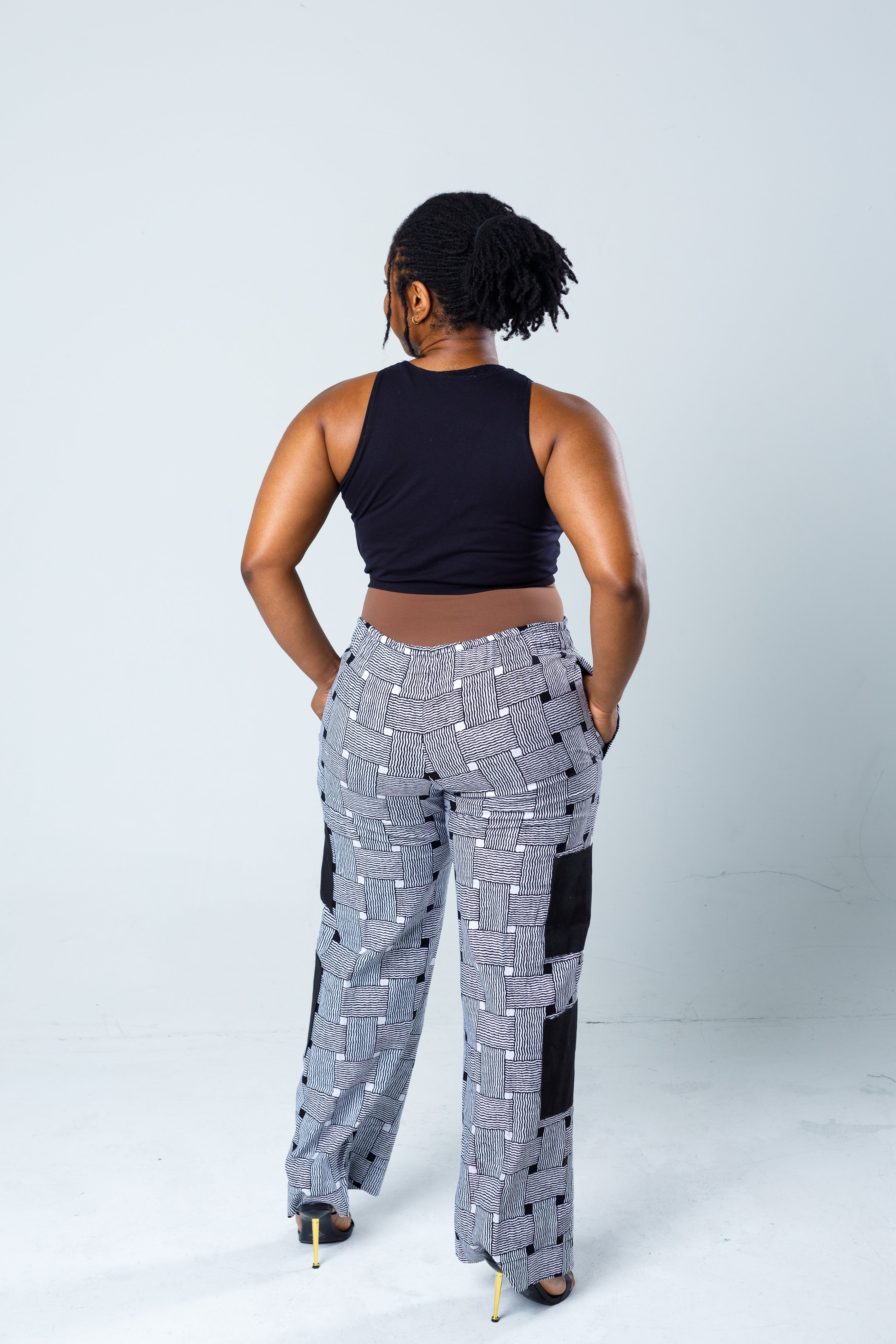 Bold Black & White Wide-Leg Pants
