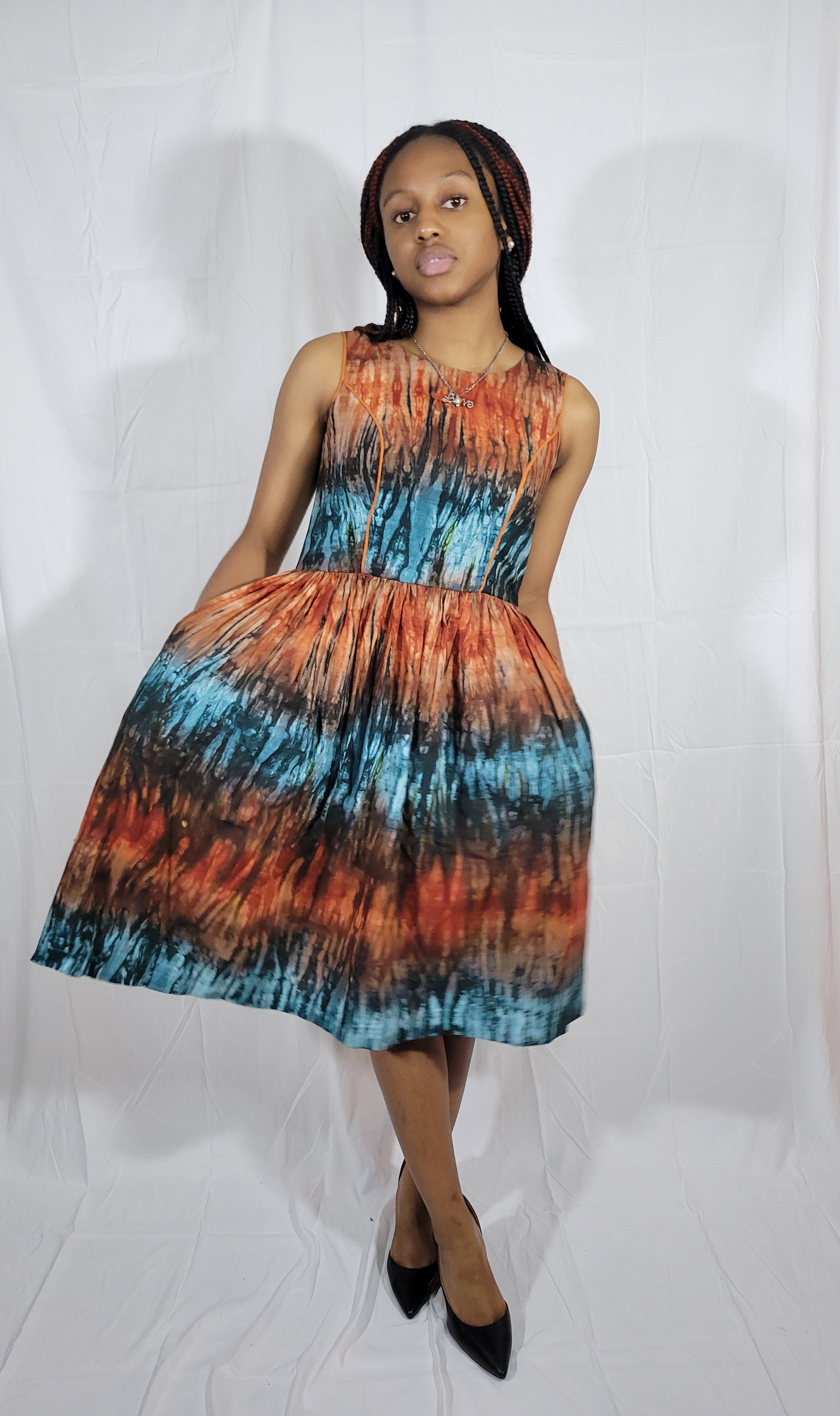 Kaosi Flare Adire Dress