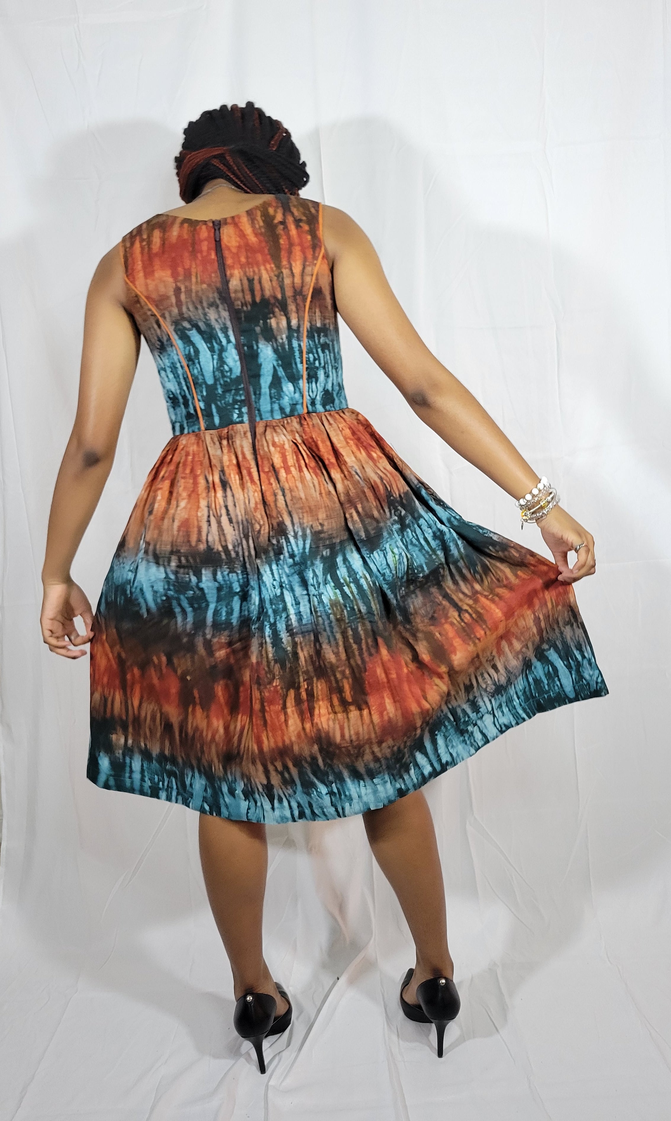 Kaosi Flare Adire Dress