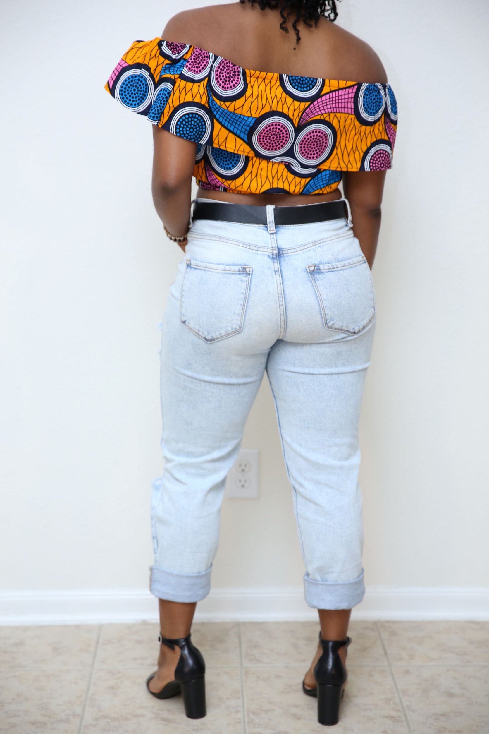 Off Shoulder Orange Crop Top