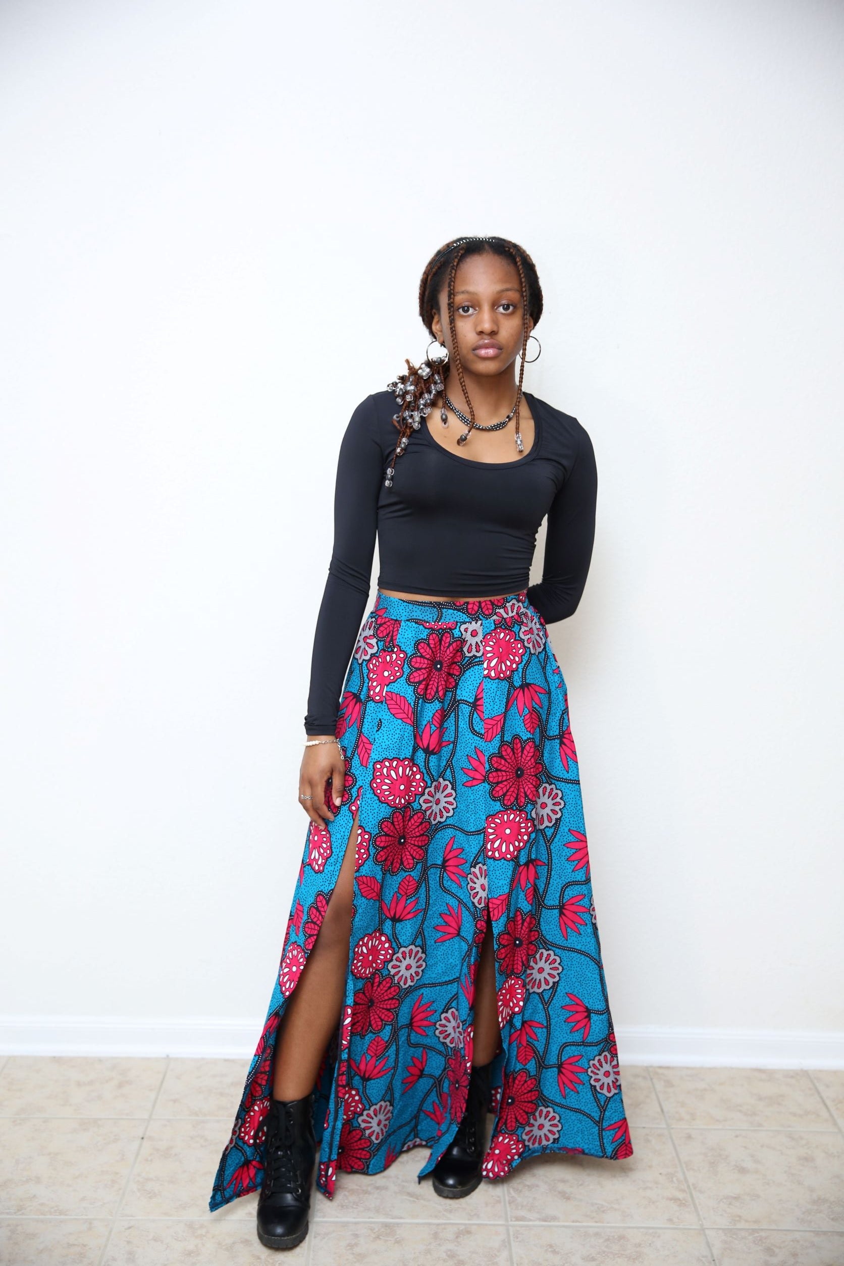 Double Slit Long Skirt