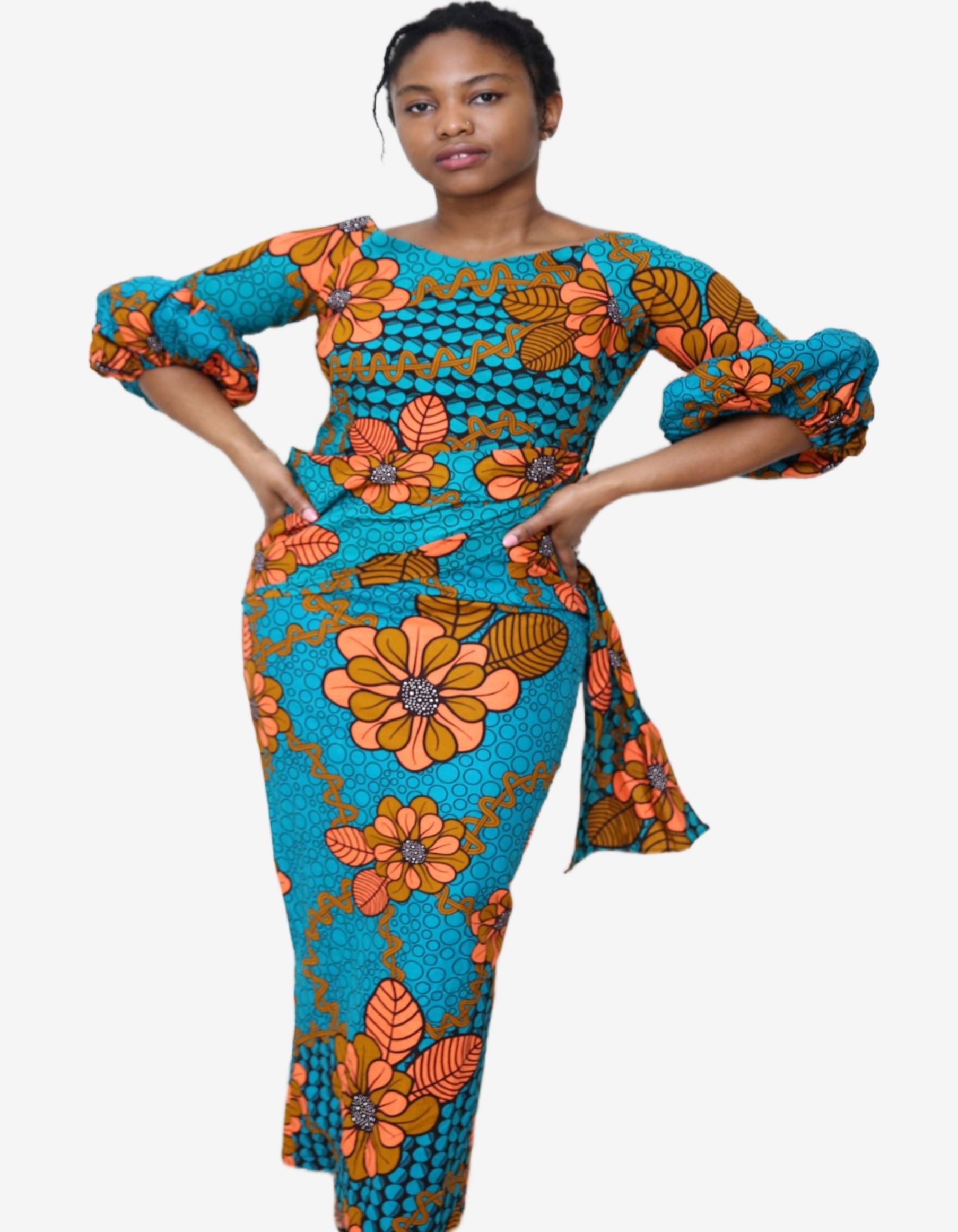 Puffy Sleeve Long Dress