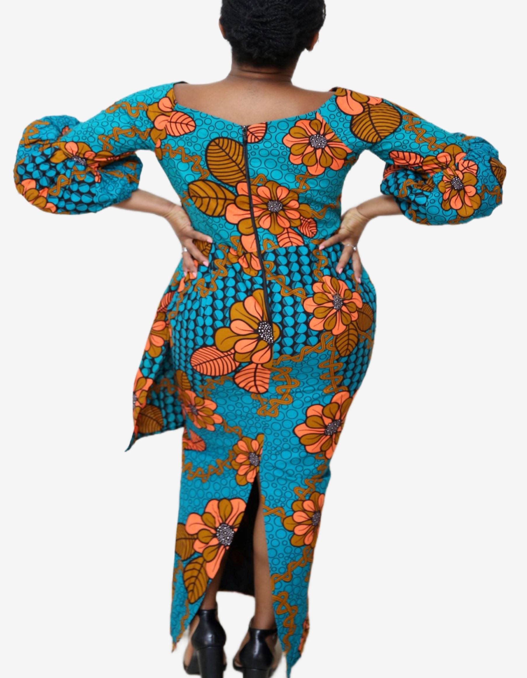 Puffy Sleeve Long Dress